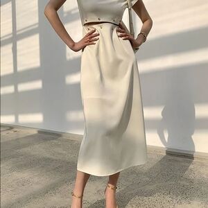 Elegant Cream Midi Dress